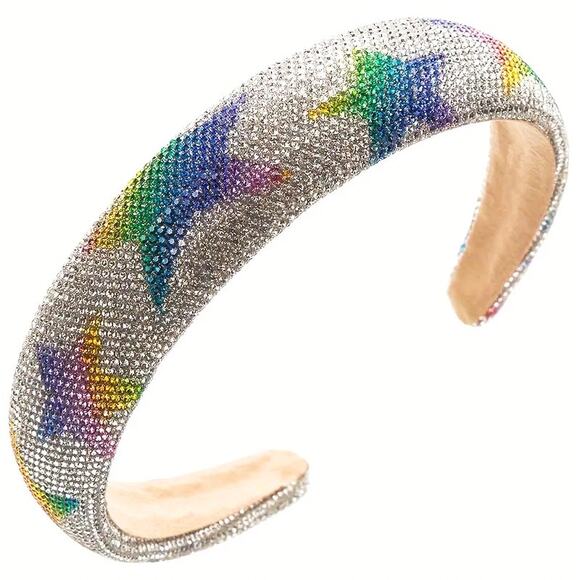 Rainbow Star Rhinestone Headband Sparkly Hair Accessory - Picture 4 of 7